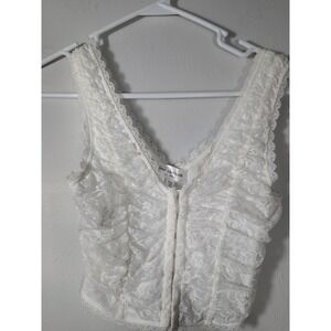 One Clothing Extra Small New Lace Cropped Corset Style Top